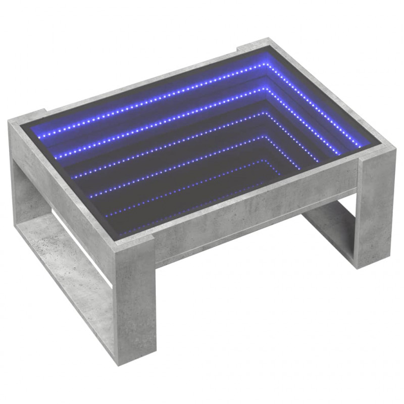Stolik kawowy z LED Infinity, szarość betonu, 70x53x30 cm