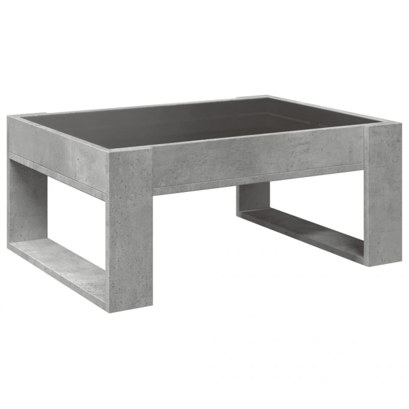 Stolik kawowy z LED Infinity, szarość betonu, 70x53x30 cm