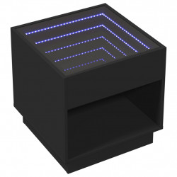 Stolik kawowy z LED Infinity, czarny, 50x50x50 cm