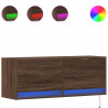 Ścienna szafka TV z LED, brązowy dąb, 100x31x35 cm