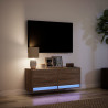 Ścienna szafka TV z LED, brązowy dąb, 100x31x35 cm