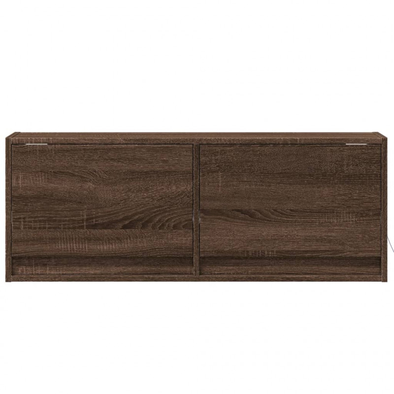 Ścienna szafka TV z LED, brązowy dąb, 100x31x35 cm
