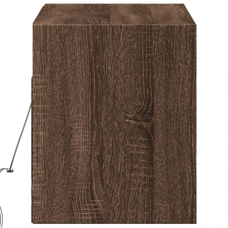 Ścienna szafka TV z LED, brązowy dąb, 100x31x35 cm