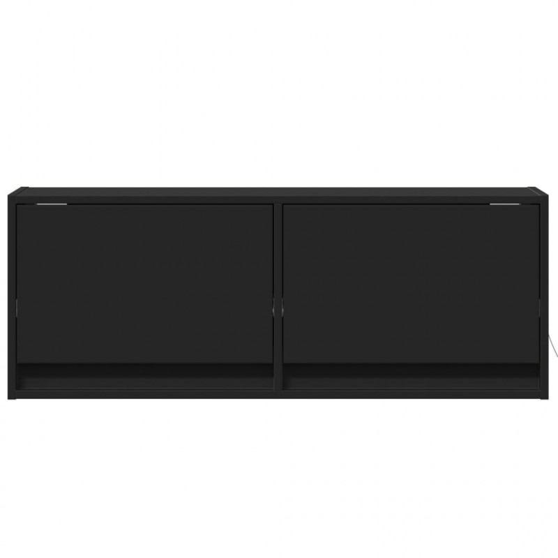 Ścienna szafka TV z LED, czarna, 100x31x35 cm