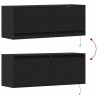Ścienna szafka TV z LED, czarna, 100x31x35 cm