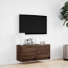 Ścienna szafka TV z LED, brązowy dąb, 80x31x35 cm