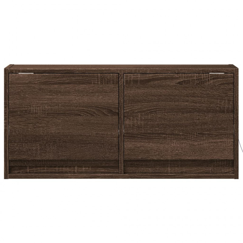 Ścienna szafka TV z LED, brązowy dąb, 80x31x35 cm