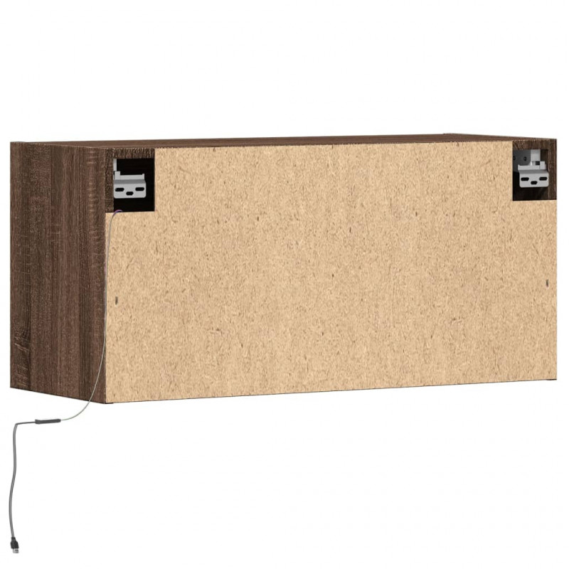 Ścienna szafka TV z LED, brązowy dąb, 80x31x35 cm