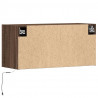 Ścienna szafka TV z LED, brązowy dąb, 80x31x35 cm
