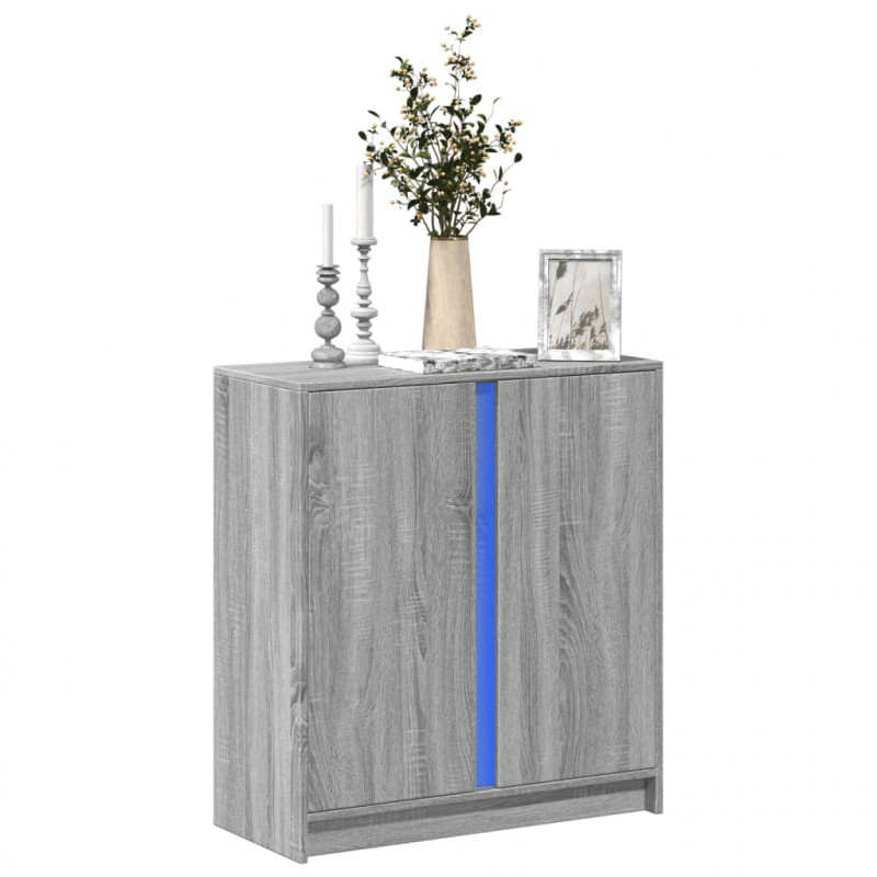 Szafka z LED, szary dąb sonoma, 77x34x85 cm