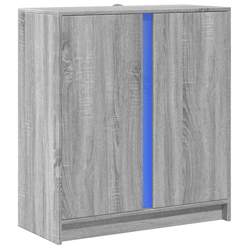 Szafka z LED, szary dąb sonoma, 77x34x85 cm