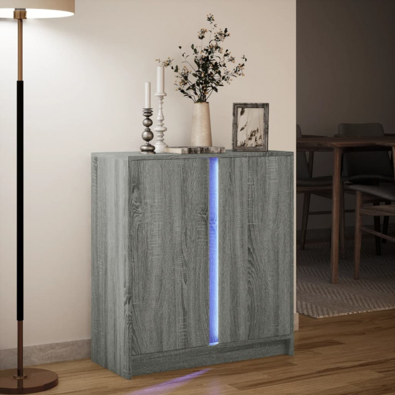 Szafka z LED, szary dąb sonoma, 77x34x85 cm