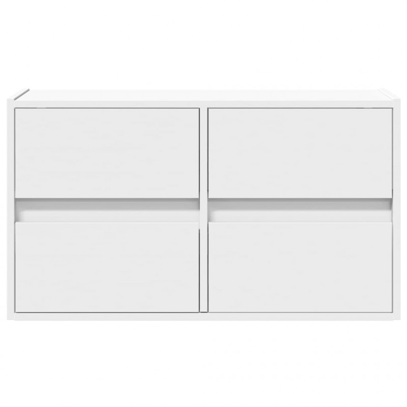 Ścienna szafka TV z LED, biała, 80x31x45 cm