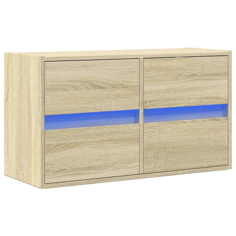 Ścienna szafka TV z LED, dąb sonoma, 80x31x45 cm