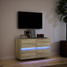 Ścienna szafka TV z LED, dąb sonoma, 80x31x45 cm
