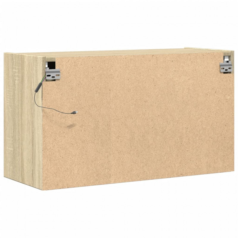 Ścienna szafka TV z LED, dąb sonoma, 80x31x45 cm