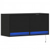 Ścienna szafka TV z LED, czarna, 80x31x35 cm