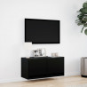 Ścienna szafka TV z LED, czarna, 80x31x35 cm