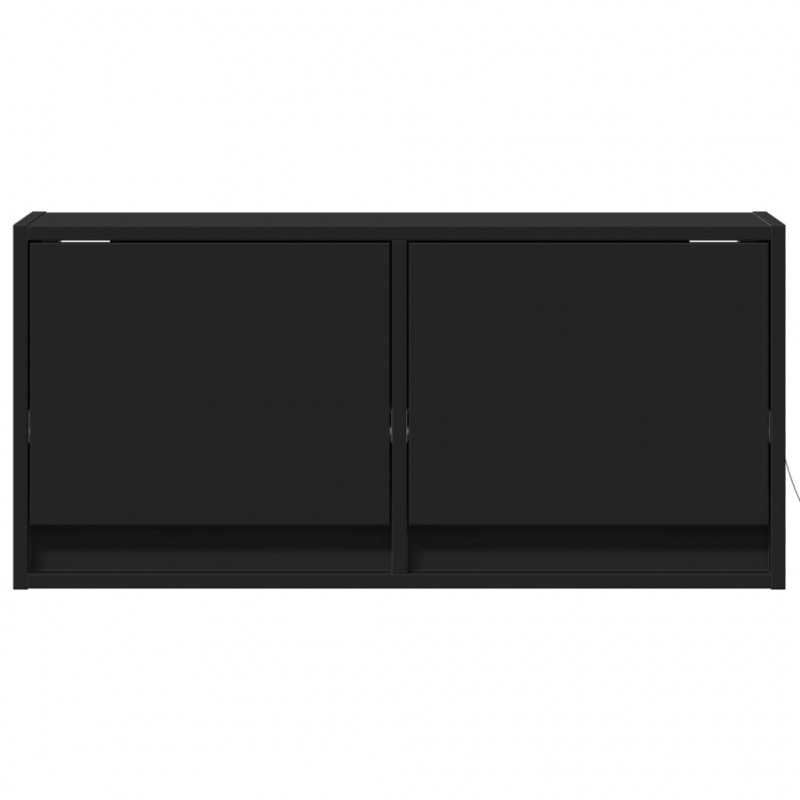 Ścienna szafka TV z LED, czarna, 80x31x35 cm