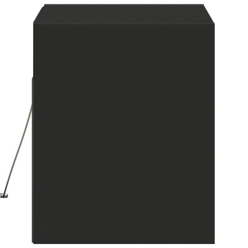 Ścienna szafka TV z LED, czarna, 80x31x35 cm