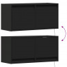 Ścienna szafka TV z LED, czarna, 80x31x35 cm