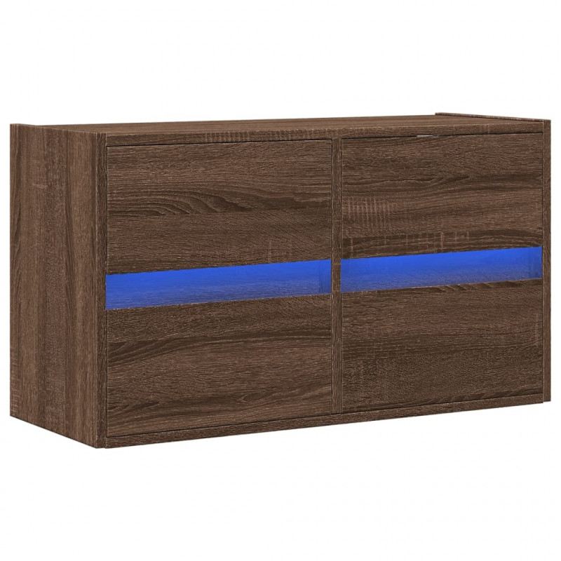 Ścienna szafka TV z LED, brązowy dąb, 80x31x45 cm