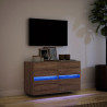 Ścienna szafka TV z LED, brązowy dąb, 80x31x45 cm