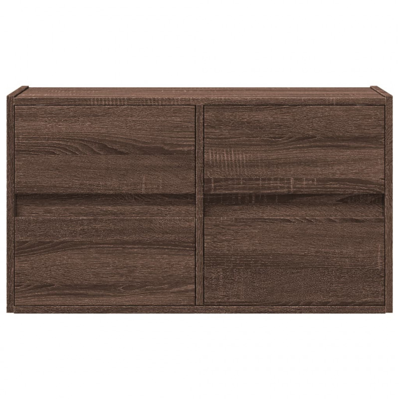 Ścienna szafka TV z LED, brązowy dąb, 80x31x45 cm