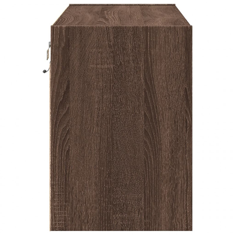 Ścienna szafka TV z LED, brązowy dąb, 80x31x45 cm