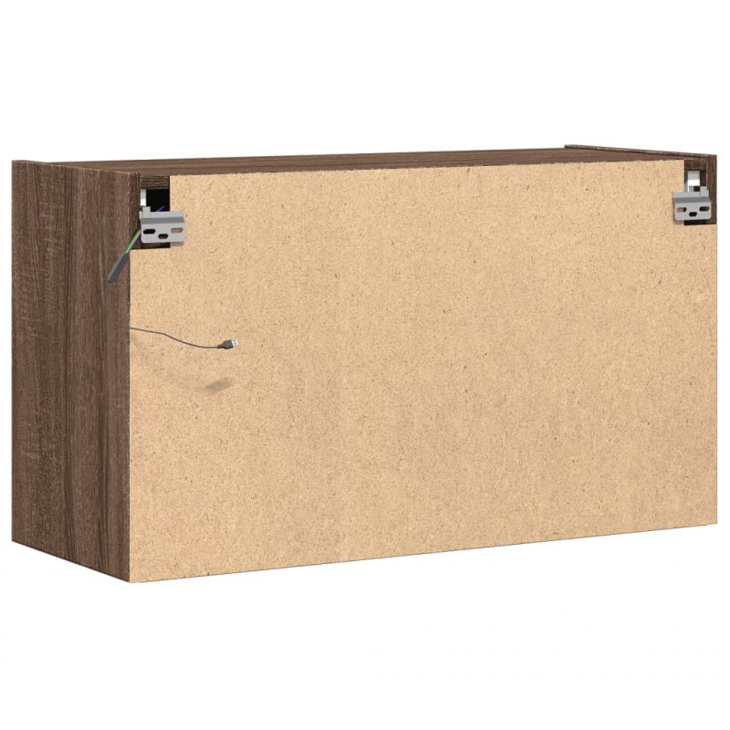 Ścienna szafka TV z LED, brązowy dąb, 80x31x45 cm