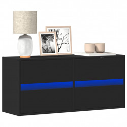 Ścienna szafka TV z LED, czarna, 100x31x45 cm