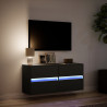 Ścienna szafka TV z LED, czarna, 100x31x45 cm
