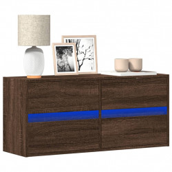 Ścienna szafka TV z LED, brązowy dąb, 100x31x45 cm