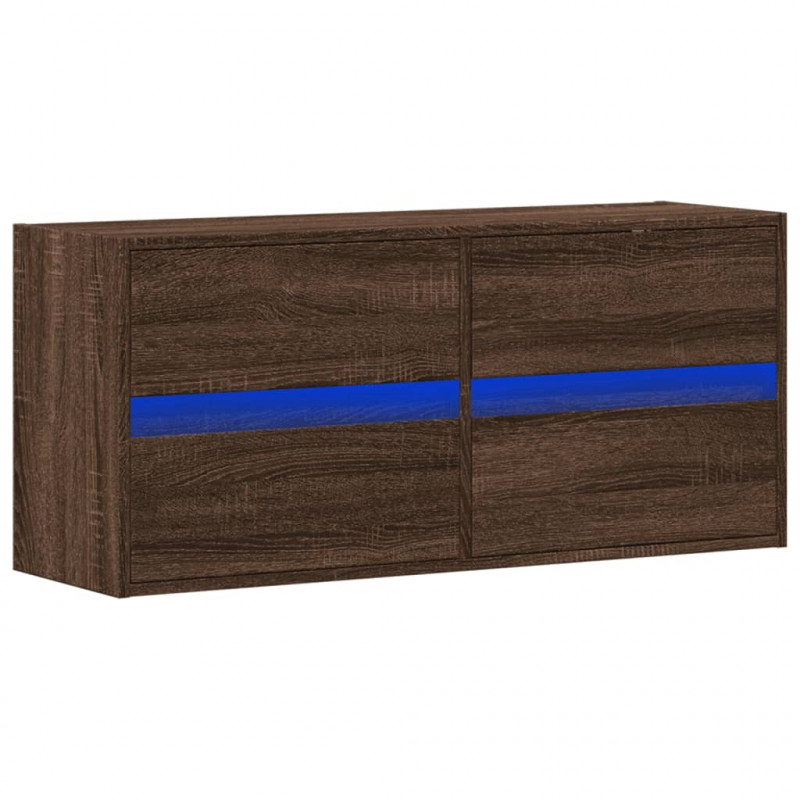 Ścienna szafka TV z LED, brązowy dąb, 100x31x45 cm