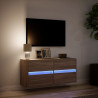 Ścienna szafka TV z LED, brązowy dąb, 100x31x45 cm