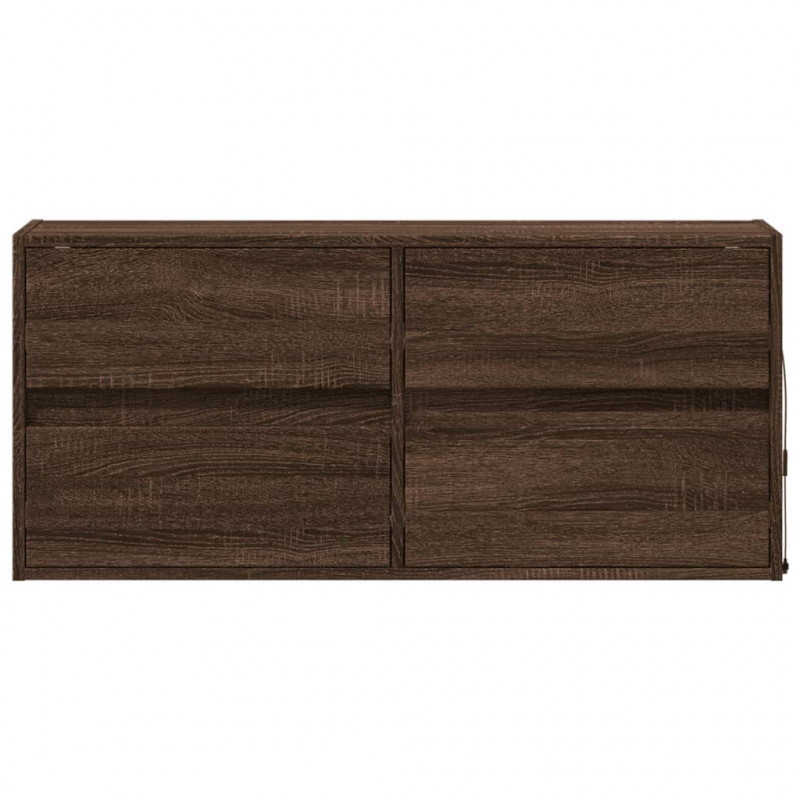 Ścienna szafka TV z LED, brązowy dąb, 100x31x45 cm