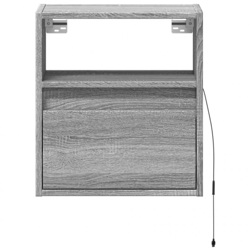 Ścienna szafka TV z LED, szary dąb sonoma, 41x31x45 cm