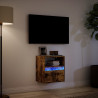 Ścienna szafka TV z LED, przydymiony dąb, 41x31x45 cm