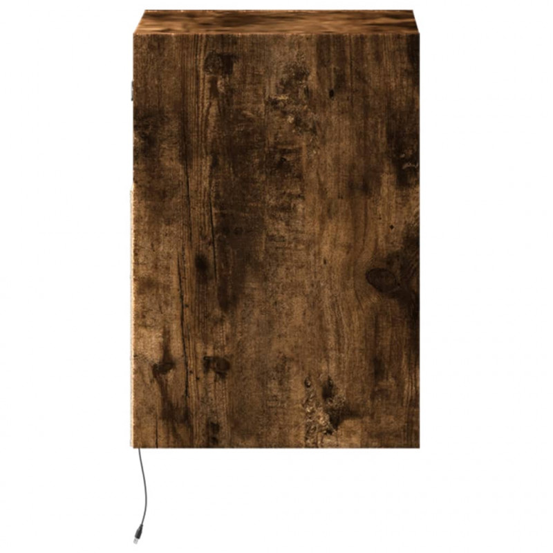 Ścienna szafka TV z LED, przydymiony dąb, 41x31x45 cm