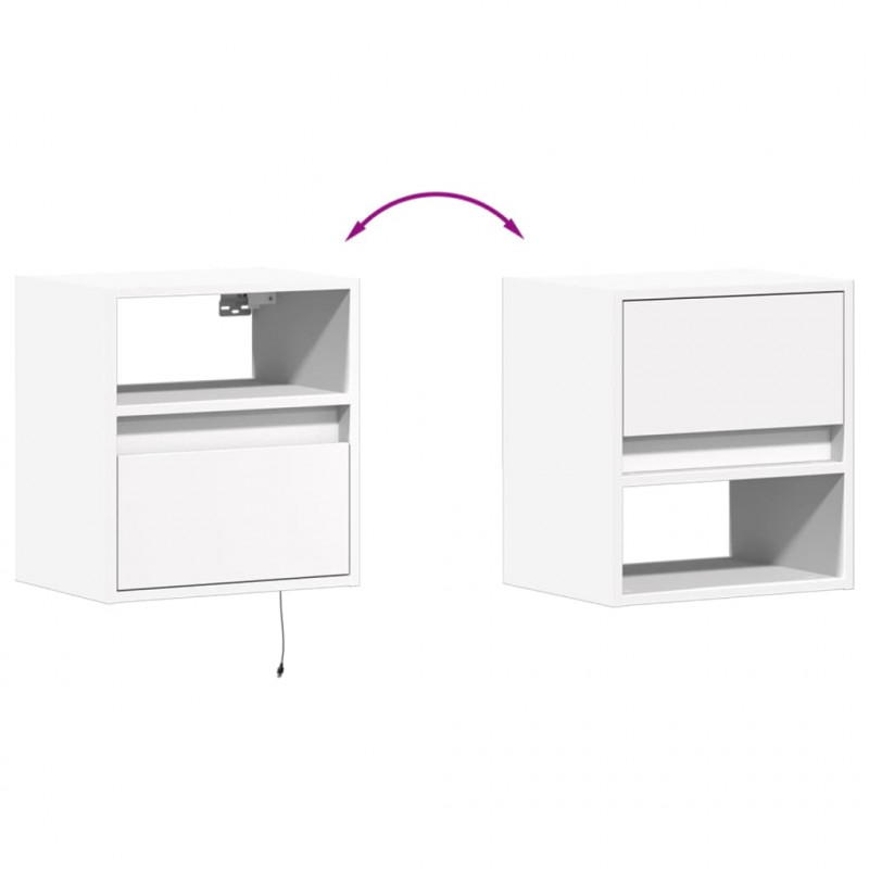 Ścienne szafki TV z LED, 2 szt., białe, 41x31x45 cm