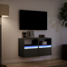 Ścienne szafki TV z LED, 2 szt., czarne, 41x31x45 cm