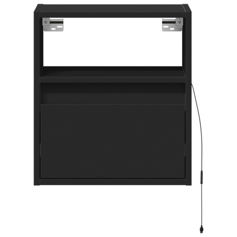 Ścienne szafki TV z LED, 2 szt., czarne, 41x31x45 cm