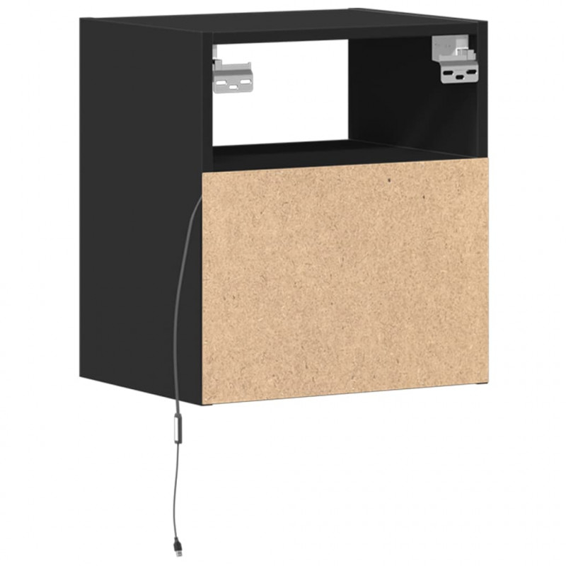 Ścienne szafki TV z LED, 2 szt., czarne, 41x31x45 cm