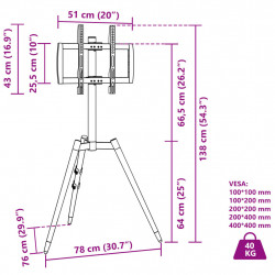 Stojak z uchwytem na TV 37-65'', rozstaw VESA 400x400 mm, 40 kg