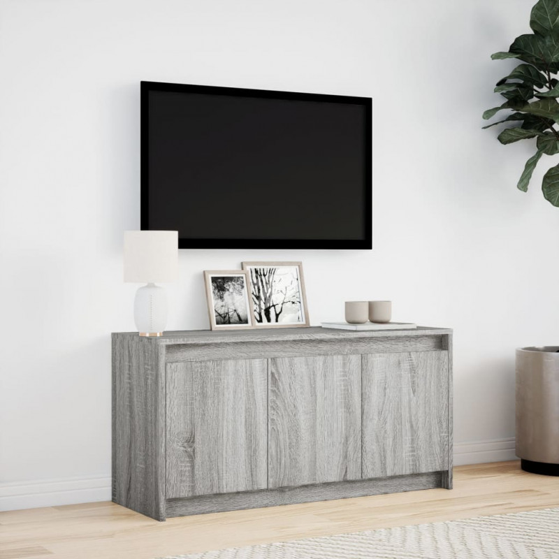 Szafka pod TV z LED, szary dąb sonoma, 100x34x50 cm