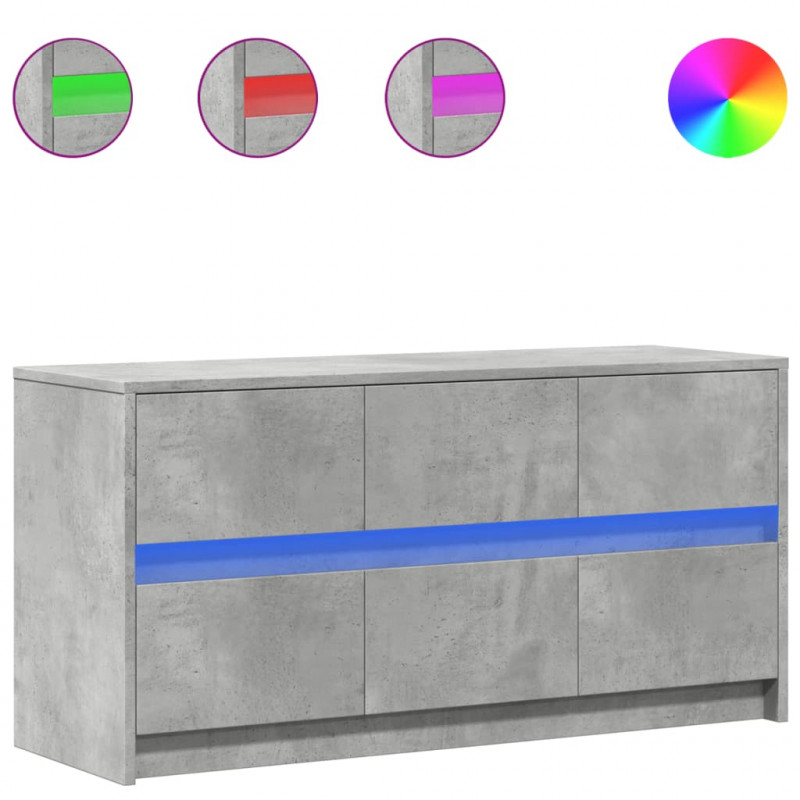 Szafka pod TV z LED, szarość betonu, 100x34x50 cm