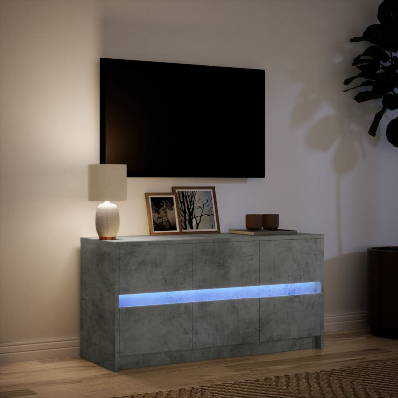 Szafka pod TV z LED, szarość betonu, 100x34x50 cm