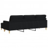 3-osobowa sofa z podnóżkiem, czarna, 210 cm, tkaniną