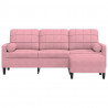 3-osobowa sofa z podnóżkiem, różowa, 180 cm, aksamitem