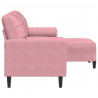 3-osobowa sofa z podnóżkiem, różowa, 180 cm, aksamitem